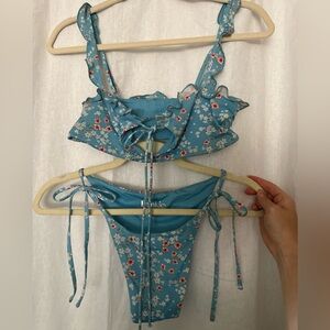 Frankie's Bikinis Blue Floral Bikini